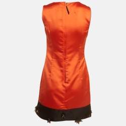 Pre Owned فستان دي آند جي برتقالي ستيان بدون أكمام بتزيينات تباين على الحافة مقاس صغير