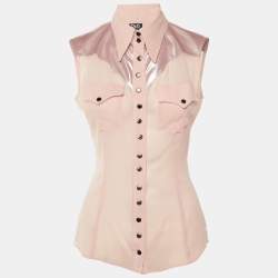 Pre Owned D&G Pink Silk & Synthetic Sleeveless Shirt M