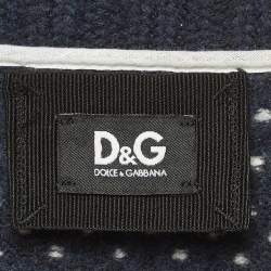 Pre Owned كارديغان دولتشي أند غابانا بلو قصير صوفي منسوج متوسط