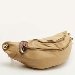 Pre Owned حقيبة كروس دولتشي أند غابانا جلد بيج بجيب مزدوجة