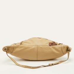 Pre Owned حقيبة كروس دولتشي أند غابانا جلد بيج بجيب مزدوجة