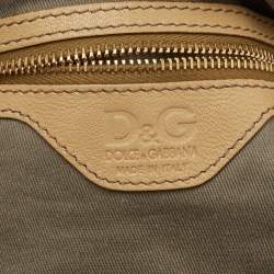 Pre Owned حقيبة كروس دولتشي أند غابانا جلد بيج بجيب مزدوجة