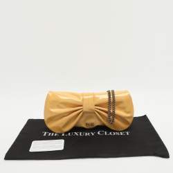 Pre Owned D&G Bubbles Yellow Patent Leather Chain Clutch