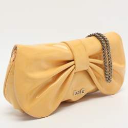 Pre Owned D&G Bubbles Yellow Patent Leather Chain Clutch