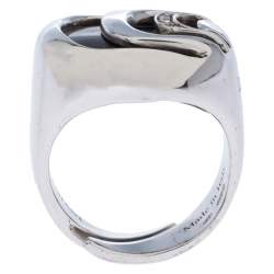 Pre Owned Damiani Damianissima Onyx Diamond Silver Ring Size 53