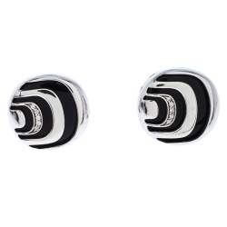 Damiani Damianissima Onyx Diamond Silver Stud Earrings