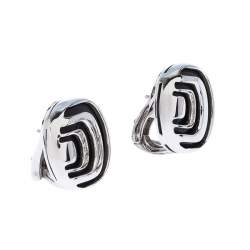 Damiani Damianissima Onyx Diamond Silver Stud Earrings