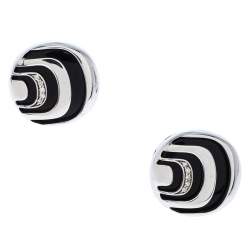 Damiani Damianissima Onyx Diamond Silver Stud Earrings