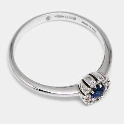 مملوكة مسبقًا Damiani Margerita Sapphire Diamonds 18k White Gold Ring Size 52.5