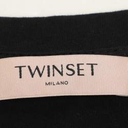 Pre Owned Twinset Black Cotton Fringes Tank Top XS