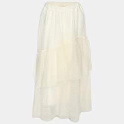 Twinset Cream Tulle Pleated Midi Skirt M