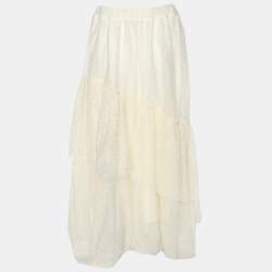 Twinset Cream Tulle Pleated Midi Skirt M