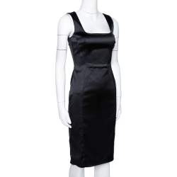 Pre Owned D&G Black Stretch Satin Sleeveless Fitted Dress S