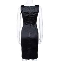 Pre Owned D&G Black Stretch Satin Sleeveless Fitted Dress S