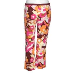 D&G Multicolor Printed Linen & Cotton Tailored Pants M 