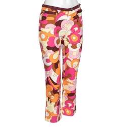 D&G Multicolor Printed Linen & Cotton Tailored Pants M 