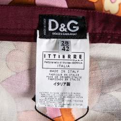 D&G Multicolor Printed Linen & Cotton Tailored Pants M 