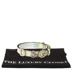 Pre Owned D&G Light Cream Patent Leather Logo Belt 80CM