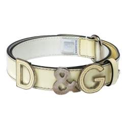 Pre Owned D&G Light Cream Patent Leather Logo Belt 80CM