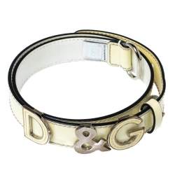 Pre Owned D&G Light Cream Patent Leather Logo Belt 80CM