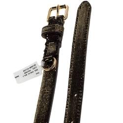 Pre Owned D&G Gold/Black Patent Leather and Suede Skinny Chain Belt 90CM