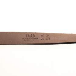 Pre Owned D&G Gold/Black Patent Leather and Suede Skinny Chain Belt 90CM