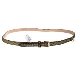 Pre Owned D&G Gold/Black Patent Leather and Suede Skinny Chain Belt 90CM