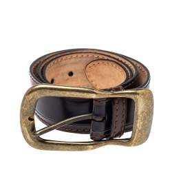 Pre Owned D & G Black/Brown Leather Buckle Belt 85CM