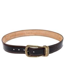 Pre Owned D & G Black/Brown Leather Buckle Belt 85CM