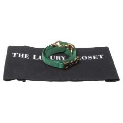 مملوكة مسبقًا حزام دي آند جي رفيع شعار الماركة معدن نحاسي سويدي أخضر 90 سم