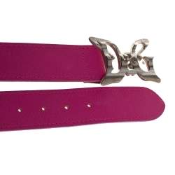 Pre Owned D&G Pink Leather Logo Buckle Belt 80 CM