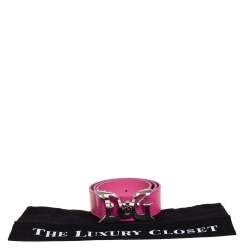 Pre Owned D&G Pink Leather Logo Buckle Belt 80 CM
