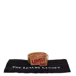 Pre Owned D&G Tan Leather Lovely Printed Plaque Belt 105CM