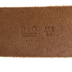 Pre Owned D&G Tan Leather Lovely Printed Plaque Belt 105CM