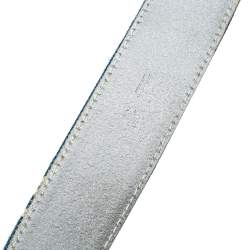 Pre Owned D&G Blue Denim Logo Print Buckle Belt 100CM