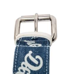 Pre Owned D&G Blue Denim Logo Print Buckle Belt 100CM