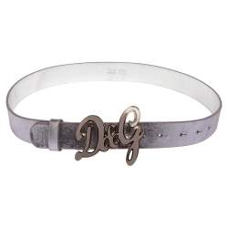 D&G Lilac/Silver Leather Logo Belt 80CM