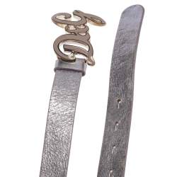 D&G Lilac/Silver Leather Logo Belt 80CM