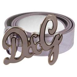 D&G Lilac/Silver Leather Logo Belt 80CM