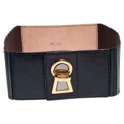 Pre Owned D&G Dark Brown Leather and Elastic Band Waist Belt 85 CM
