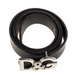 Pre Owned D & G Black Leather Buckle Belt 95CM