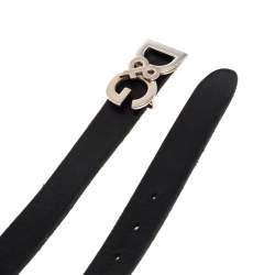 Pre Owned D & G Black Leather Buckle Belt 95CM