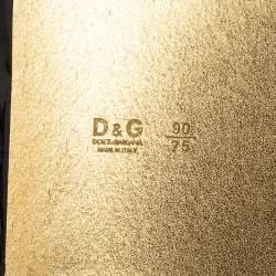 Pre Owned D&G Black Patent Leather Elastic Band Buckle Waist Belt 90CM