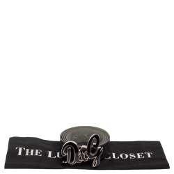 Pre Owned D&G Black Leather DG Logo Belt 105 CM