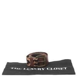 Pre Owned D&G Brown Leopard Print Calf Hair and Leather Buckle Belt 85CM