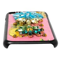 Pre Owned Dolce & Gabbana Multicolor Leather Pineapple Crystal Embellished iPhone 7 Cover