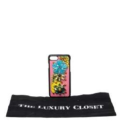 Pre Owned Dolce & Gabbana Multicolor Leather Pineapple Crystal Embellished iPhone 7 Cover