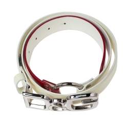 D&G White/Red Patent Leather Logo Belt 95CM