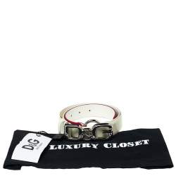 D&G White/Red Patent Leather Logo Belt 95CM