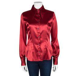 D&G Red Button Front Long Sleeve Shirt M